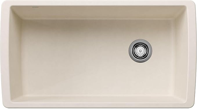 BLANCO 443071 Diamond Silgranit Super Single Undermount Kitchen Sink, 33.5" L X 18.5" W - Soft White