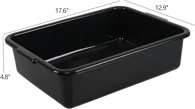 12-pack 13 Liters Plastic Bus Tubs, Commercial Bus Tray Box Wash Basin Tub, Black Dish Washing Pans