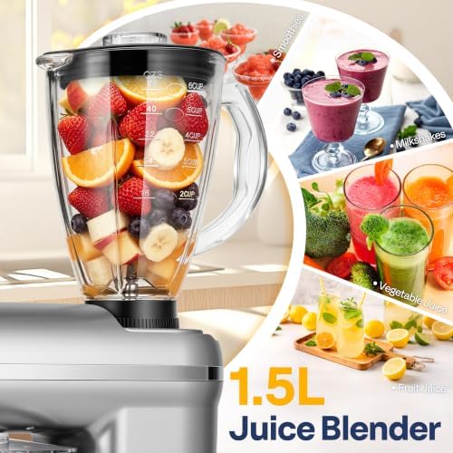 VIVOHOME 3-in-1 Stand Mixer, 6-Quart Tilt-Head Mixer, 10 Speeds, Silver