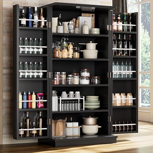 Shintenchi 47'' Kitchen Pantry Cabinet, 5-Layer Storage Cupboard, Black