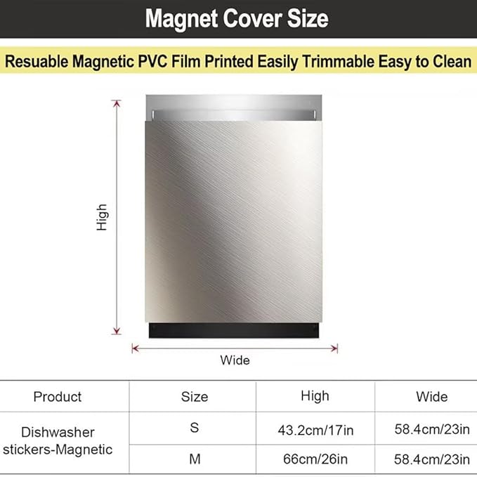Brushed White Stainless Steel Dishwasher Magnet Cover, Magnetic Dishwasher Cover Front Door Panel Decal Kitchen Decor, Home Appliance Sticker Dishwasher Covers, 23"x 17"