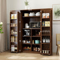 KEIKI 30.31" W Extra-Deep Kitchen Pantry Storage Cabinet with Door-Side Rack & Shelves, Tall Freestanding Sideboard Buffet Wood Hutch Food Pantries Cupboard for Coffee Bar, Dining Room, Living Room