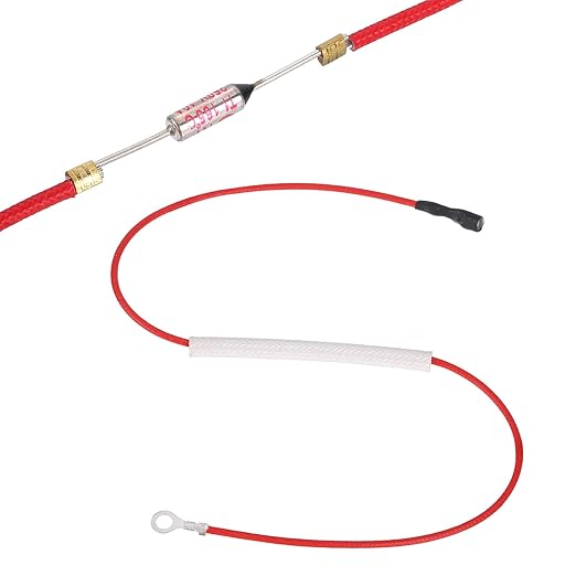 MECCANIXITY Universal Rice Cooker Temperature Fuse, 165°C 10A 250V Metal Thermal Fuse with Terminal and Ring Terminal Fiberglass Sleeving for Electric Pressure Cooker Repair Part