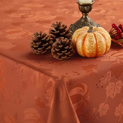 Smiry 60x102 Inch Thanksgiving Jacquard Rectangle Table Cloth for Fall