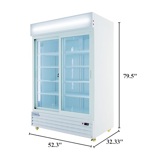 52" Reach-In Refrigerator with Two-Sliding Glass Door | Merchandiser Beverage Display Fridge for Convenience Grocery | 50 Cu. Ft. Capacity | 79.5"H x 52.3"W x 32.33"D, White Steel, 115V, NSF