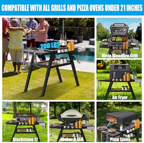 Adjustable Cart for Ninja Outdoor Woodfire Grill Stand OG700 OG800 OG900