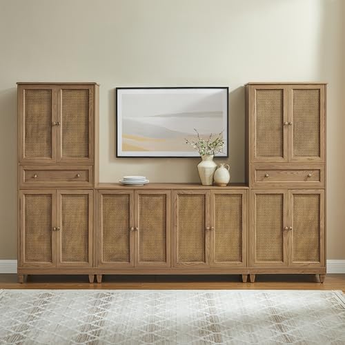 Crosley Furniture Katia 3-Piece Rattan Pantry & Sideboard Set