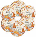 Fall Round Placemats Set of 6 Thanksgiving Autumn Maple Leaves Gnome Place Mats Washable Woven Placemat Hello Fall Harvest Pumpkin Circle Braided Table Mat for Kitchen Holiday Party Decor 15 Inch