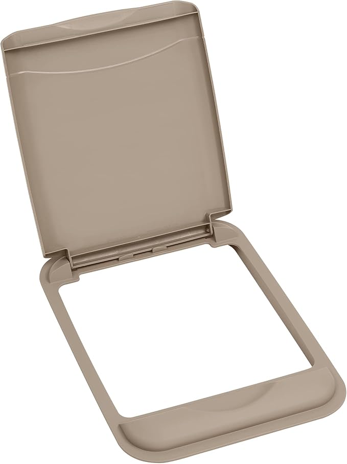 Rev-A-Shelf 50 Qt Under Sink Trash Can Lid for Base Kitchen/Bathroom Cabinet, Replacement Plastic Trash Bin Lids, 2 Pack, Champagne, RV-50-LID-12-1-40