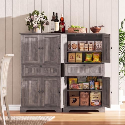ChooChoo 51" H Bathroom Floor Cabinet with Drawer and Adjustable Shelves