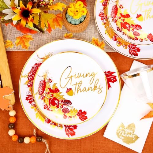 Hioasis 175pcs Thanksgiving Plastic Plates