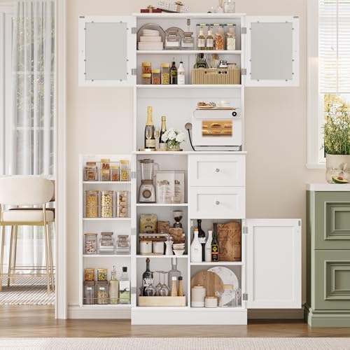 BOTLOG 72" Tall Kitchen Pantry Storage Cabinet with 4-Tier Door Shelves