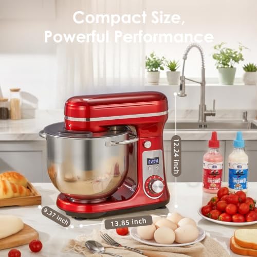 Electric Stand Mixer, 6.34QT 6-Speed Food Mixer with Timer
