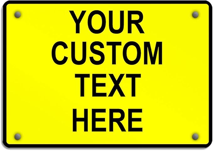 Aluminum Weatherproof Metal Sign Multiple Sizes Custom Personalized Text Here Yellow Black Caution Horizontal Street Signs 24x18Inches