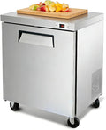 DeepTide 29" W Commercial Undercounter Worktop Refrigerator, 8 Cu.ft Commercial Refrigerator with 1 Door, 33-40°F, Stainless Steel, ETL&DOE, for Restaurants, Stores, kitchen