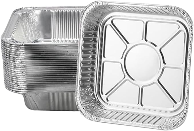 Non-Stick Disposable Air Fryer Aluminum Foil Liners Square 50PCS, Oil-Proof Aluminum Foil Tin Box Also for Steamer Basket Instant Pot Oven & Grill (8 * 8 Inch-Square)