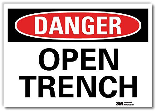 SmartSign “Danger - Open Trench” Label | 10" x 14" 3M Engineer Grade Reflective