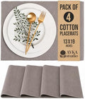 100% Cotton Ribbed Placemats - Set of 4-13 x 19 Inches - Taupe - Everyday Cloth Table Mats - Thick Construction, Washable & Reusable Cloth Place Mats - by AVKA Studio