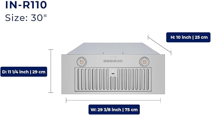 Hauslane Range Hood Insert 30 Inch, Hood Vent for Kitchen| HauSMART™ App & Voice Control |4-Speed Fan, LED GU10 Lights | Dishwasher-Safe Baffle Filters, Stainless Steel Ducted|Ductless Range Hood
