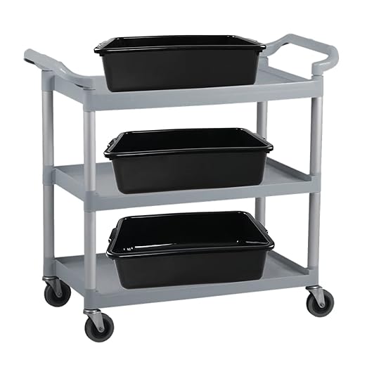 4-Pack 13 L Black Plastic Kitchen Bus Tubs, Commercial Bus Box