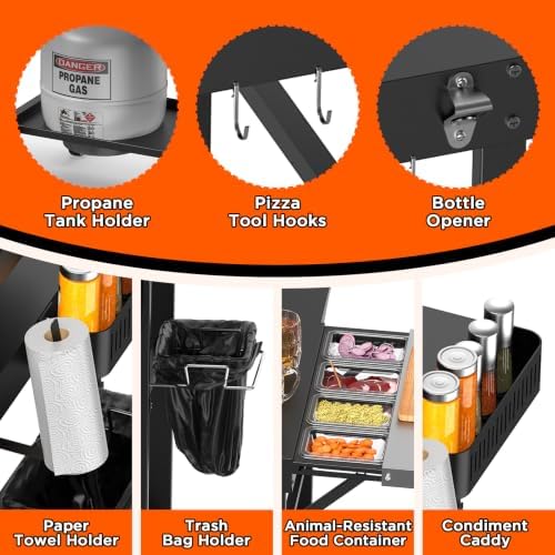 EUTRKei Grill Table, Pizza Oven Table, Grill Cart for Ooni Ninja Blackstone
