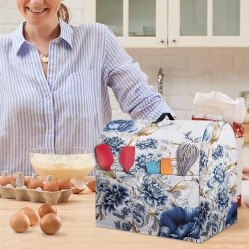 Retro Flower Kitchen Stand Mixer Cover Dust Covers for 4.5qt-5qt Stand Mixer Dustproof Washable Cover Protector Compatible with 4.5-5 Quart Kitchen Aid Mixer