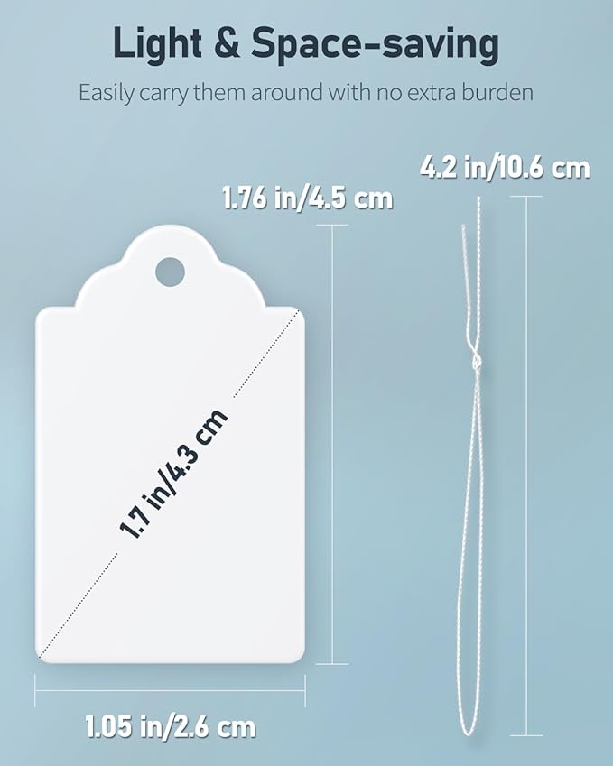 Uniclife 200 Pcs Price Tags 1.8 Inch Writable Price Labels White Price Display Tag for Pricing Clothing Jewelry Gifts Blank Hang Tag Merchandise White Marking Tags with Strings, 1.8" x 1"