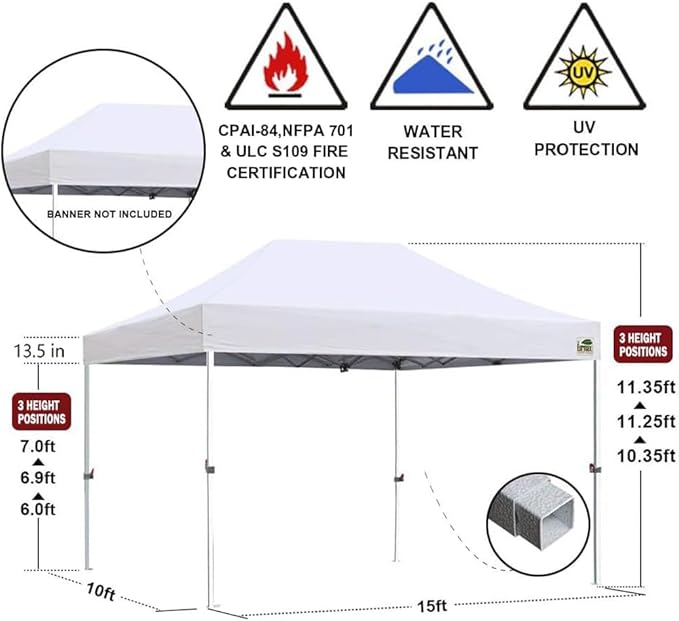 Eurmax USA Pop Up Canopy Tent Commercial Instant Canopies with Heavy Duty Roller Bag,Bonus 4 Sand Weights Bags (10x15,Purple)