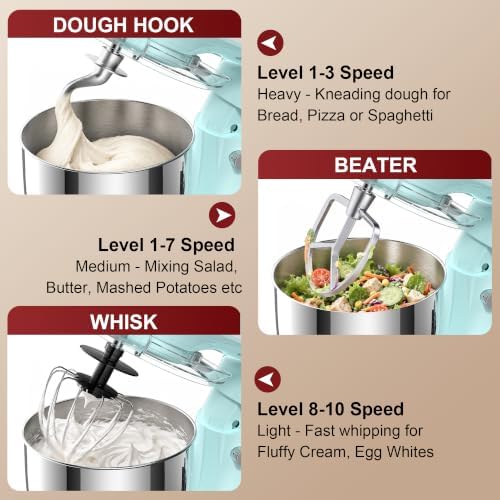 Honinst 4QT Electric Stand Mixer, 10-Speed Tilt-Head Compact Kitchen Mixer