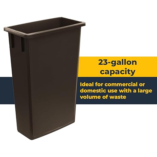 3 Pack 23 Gallon Waste Bin, Heavy-Duty Trash Can, Slim Rectangular Garbage Bin, Durable Waste Container, Recycling Bin, Plastic Wastebasket for Kitchen, Garage, Hotels, Restaurants, Office