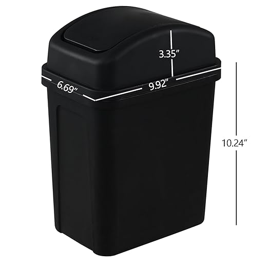 1.8 Gallon Swing Top Trash Can, Small Swing Garbage Can, Black