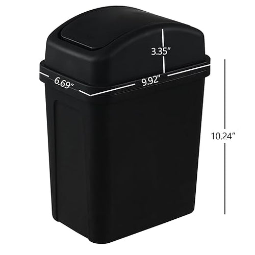 1.8 Gallon Swing Top Trash Can, Small Swing Garbage Can, Black