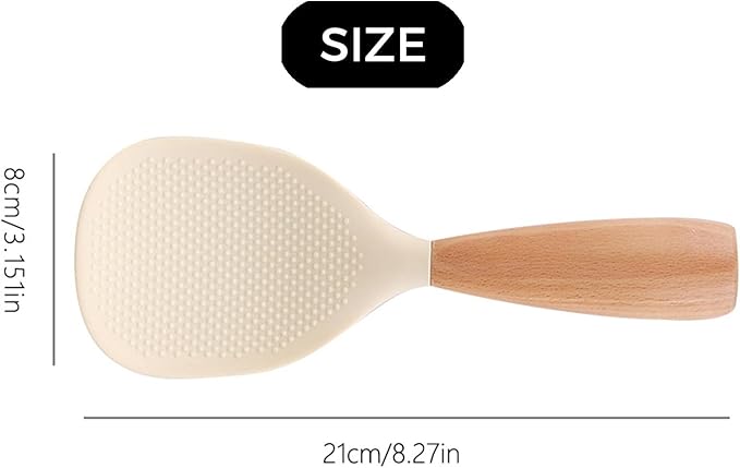 1pcs vertical heat-resistant silicone rice cooker spoon, non stick cooking spoon, anti scald kitchen tool, household electric shovel heat-resistant and anti scald rice spoon (beige)
