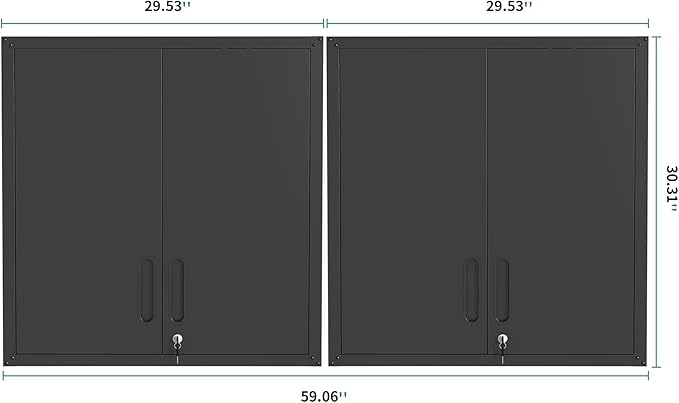 Metal Tool Cabinet,Garage Storage Cabinet System,Wall Cabinet & Locking Rolling Tool Cabinet with Doors and Adjustable Shelves,Steel Tool Cabinets for Home (2 Pcs-Wall-Style CC, Black)
