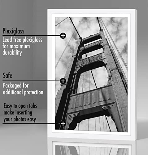 Americanflat 12x18 Poster Frame with Polished Plexiglass - Set of 5 - Use as 11x17 Frame with Mat or Display 12x18 Photo Without Mat - Galleria Collection - Picture Frames for Wall Display - White