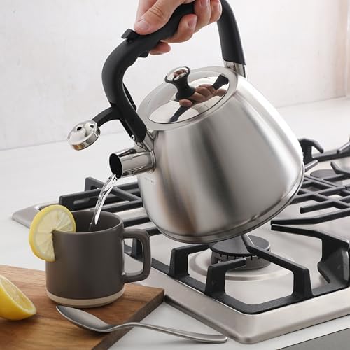 Mr. Coffee Armidale 2.5QT Whistling Tea Kettle, Large Brushed Stainless Steel Kettle for Stovetop, Durable Fast-Boil Tea Pot - Image 2