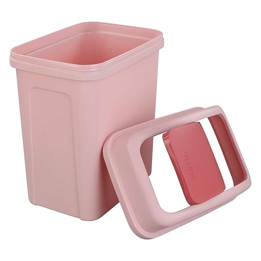 Asking 1.8 Gallon Small Trash Can with Swing-top Lid, Plastic Garbage Bin, Pink