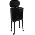 XPIY 4 Gallon Trash Can with Wheels and Lid, Modern Narrow Garbage Can with Raised Legs, Space-Saving Rolling Dog-Proof Trash Bin for Bathroom, Kitchen, Bedroom, Office (1, Black-1)