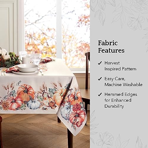 Botanical Harvest Pumpkin Engineered Tablecloth, Multicolor - 60" W x 84" L