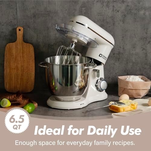 Kitchen in the box 6.5 QT Stand Mixer, 10-Speed Electric Mixer (White)