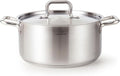 HOMICHEF Braiser Pan 8 Quart with Lid Nickel Free Stainless Steel - Matte Polished Braiser with Stainless Steel Lid - Heavy Weight Braising Pan Non Toxic Induction