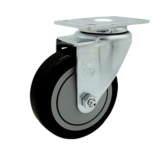 Service Caster Brand Replacement Caster for Uline Caster H-5539S-Swivel Top Plate Caster with 4 Inch Black Polyurethane Wheel-Light Duty Replacement Caster-Fits Cart, Dollies and Poly Box Truck H-1956