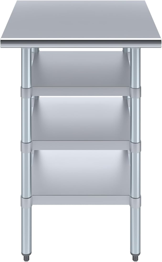 24 in. x 24 in. Stainless Steel Work Table with Three Bottom Shelves | NSF Kitchen Prep Table | Utitly Metal Table
