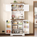IRONCK Farmhouse Kitchen Pantry Cabinet with Microwave Stand