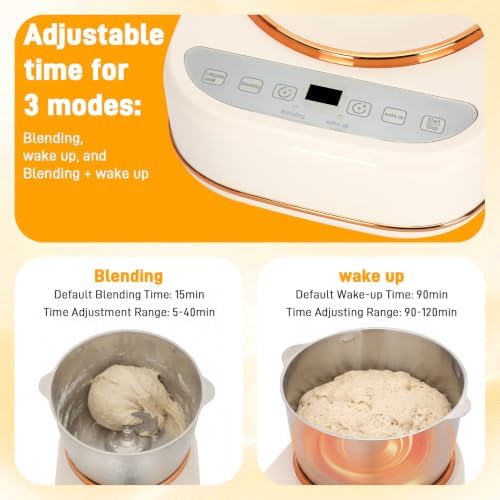 5.3QT Electric Dough Mixer with Ferment Function, Large Capacity Dough Maker Machine, 304 Stainless Steel Bowl,Face-Up Touch Panel, Timer Control, Household Bread Mixer for Pizza