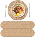 13.8'' Round Woven Placemats Set of 24, Boho Wicker Chargers, Terrekraft