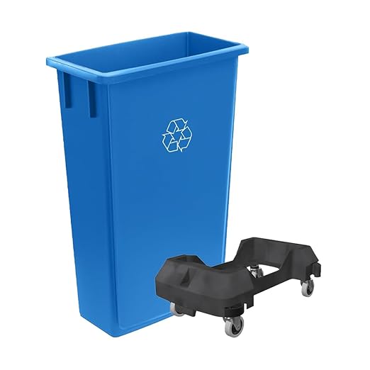3 Pack 23 Gallon Waste Bin with Dolly, Heavy-Duty Trash Can, Slim Rectangular Garbage Bin, Durable Waste Container, Recycling Bin, Plastic Wastebasket for Kitchen, Garage, Restaurants, Office