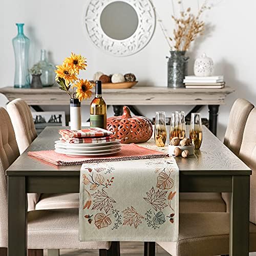 DII Fall Table Decorations Indoor Décor, Thanksgiving, Reversible Table Runner, 14x108, Autumn Leaves
