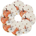 Round Placemats Set of 8 Harvest Pumpkin Fall Place Mats Maple Leaves Sunflower Ears of Wheat Circle Braided Placemat Heat Resistant Table Mat for Thanksgiving Autumn Harvest Decorations, 15 Inch