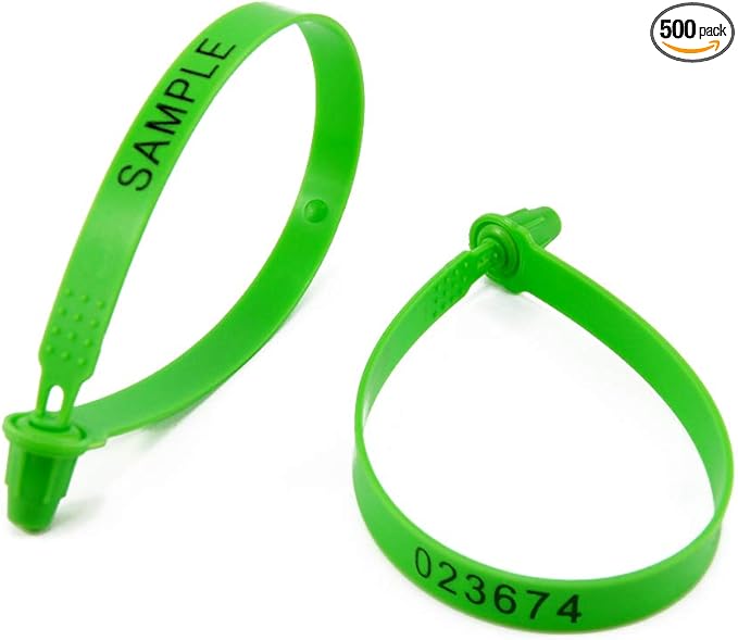 500 pcs Numbered Plastic Security Seals Tamper Proof Self-Locking Trailer Seals Tite-Lock Shipping Tags for Tractor Container Logistics(Green)